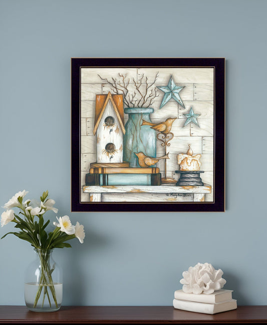Birdhouse on Books 1 Black Framed Print Wall Art - Homeroots