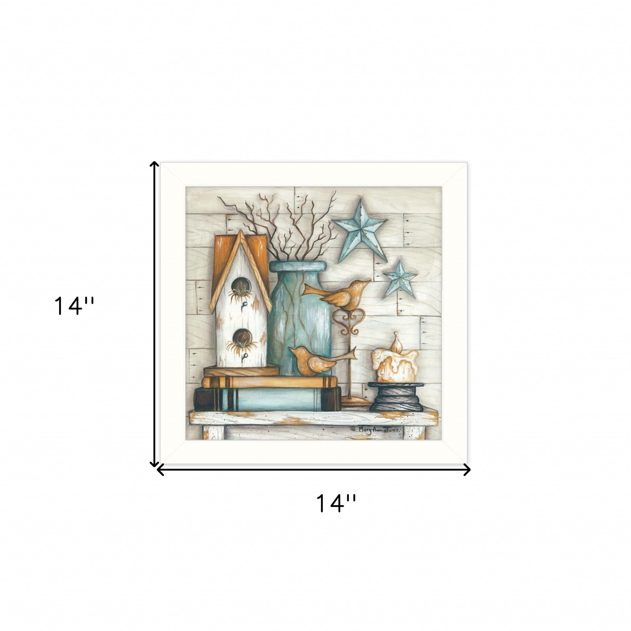 Birdhouse on Books 2 White Framed Print Wall Art - Homeroots