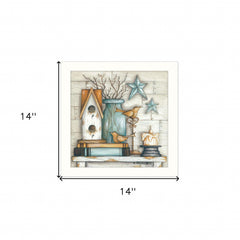 Birdhouse on Books 2 White Framed Print Wall Art - Homeroots