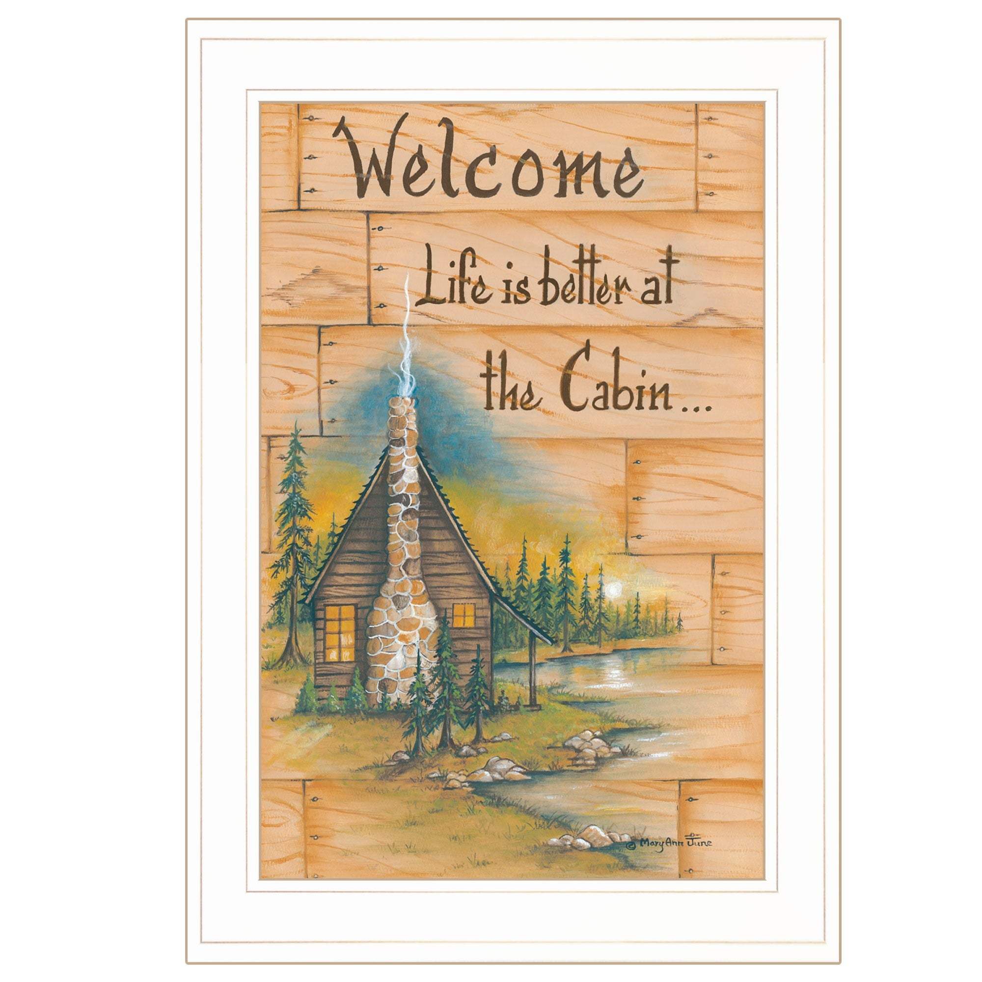 Life is Better at the Cabin 1 White Framed Print Wall Art - Homeroots - Flyclothing LLC