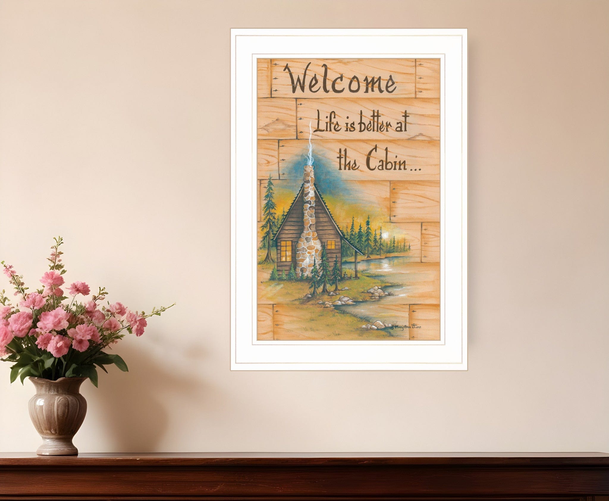 Life is Better at the Cabin 1 White Framed Print Wall Art - Homeroots