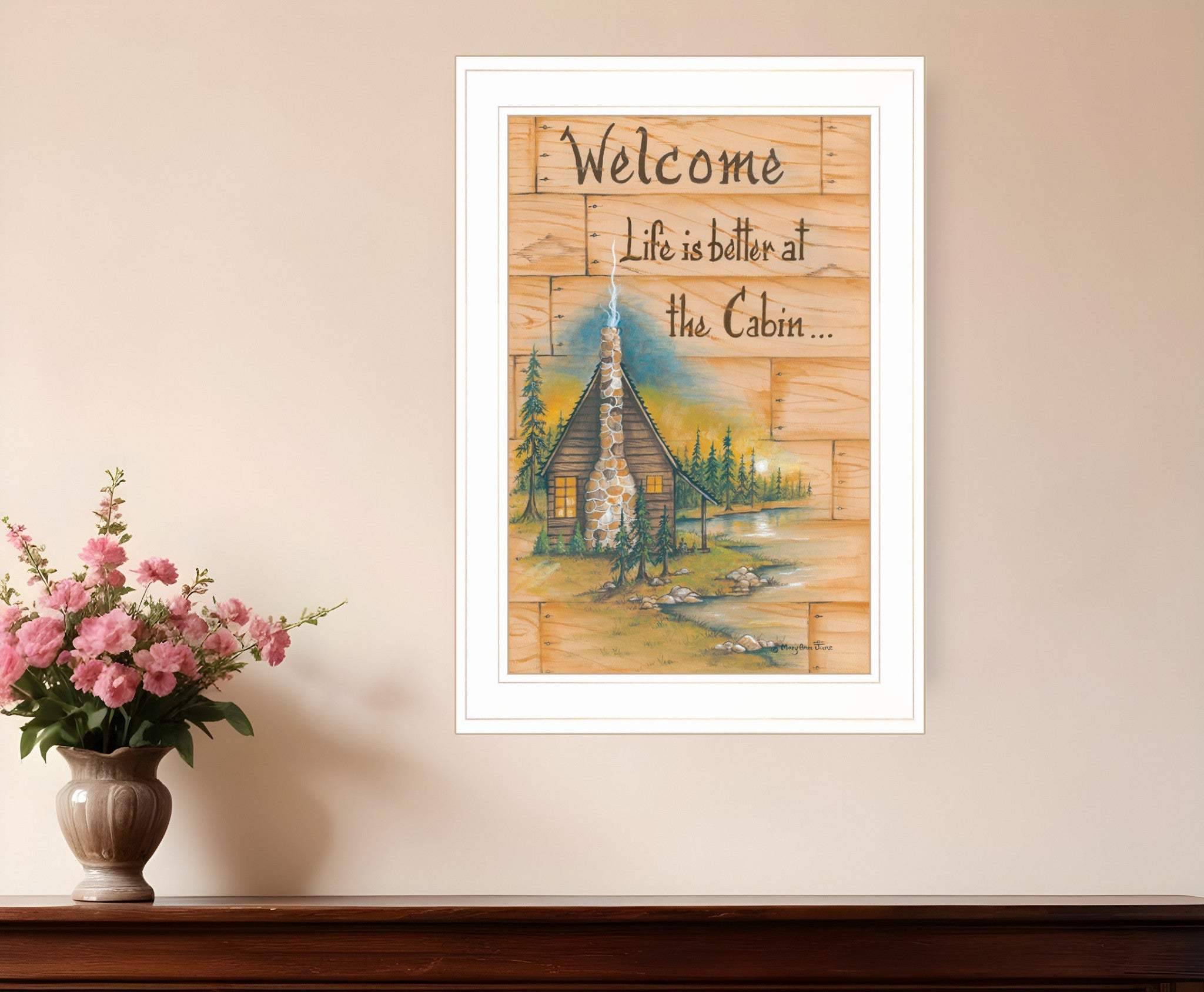 Life is Better at the Cabin 1 White Framed Print Wall Art - Homeroots - Flyclothing LLC