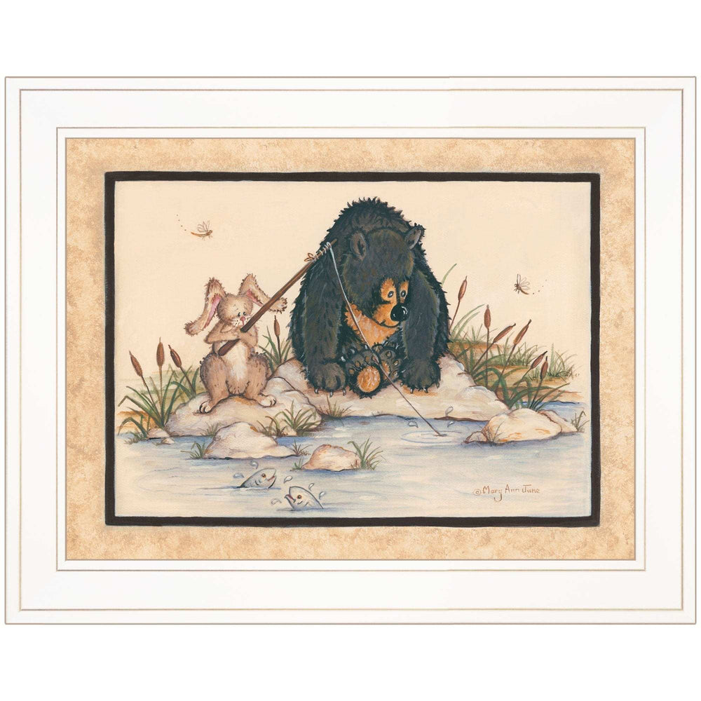 Gone Fishing 1 White Framed Print Wall Art - Homeroots - Flyclothing LLC