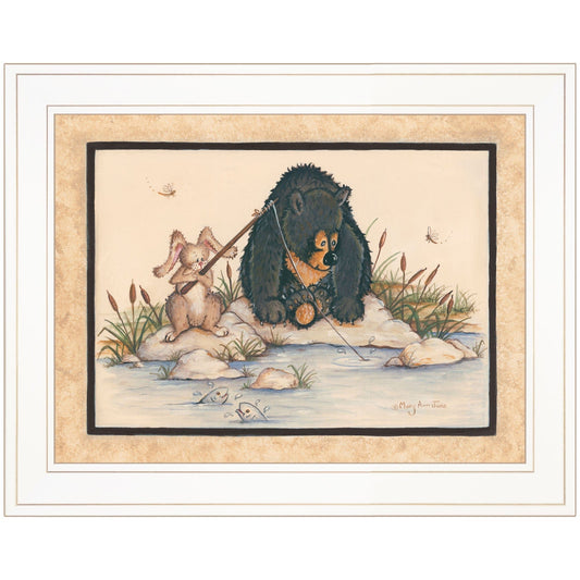 Gone Fishing 1 White Framed Print Wall Art - Homeroots