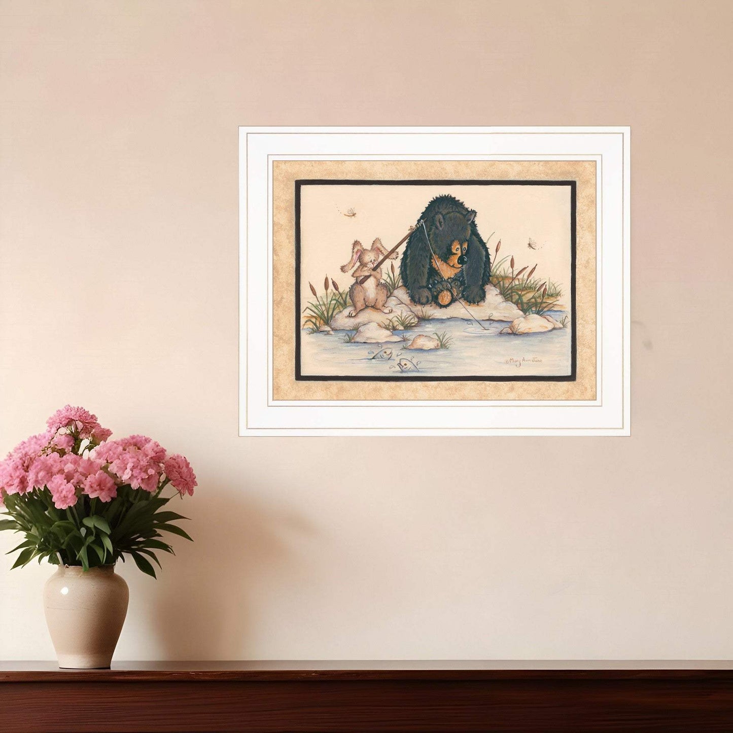 Gone Fishing 1 White Framed Print Wall Art - Homeroots - Flyclothing LLC