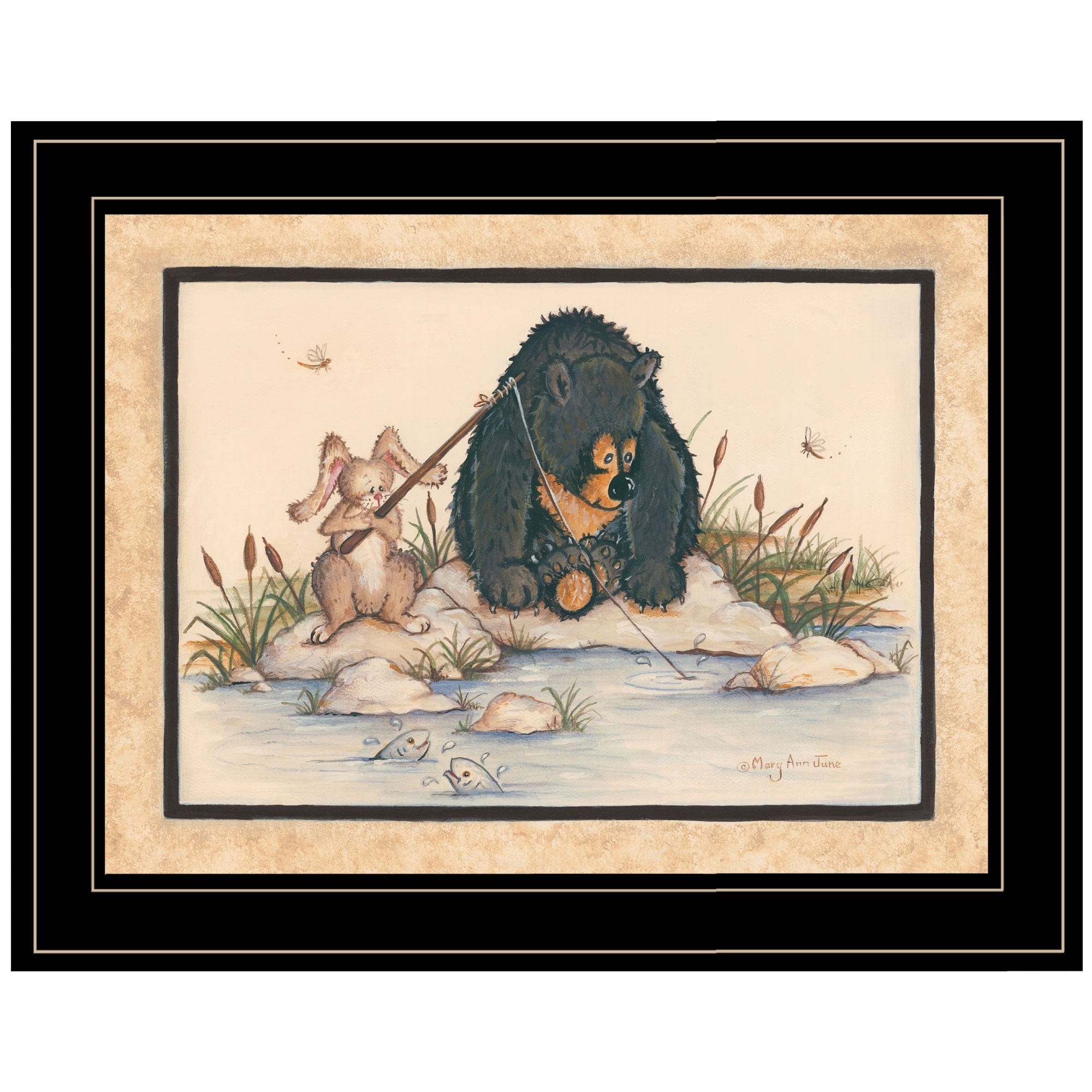 Gone Fishing 2 Black Framed Print Wall Art - Homeroots