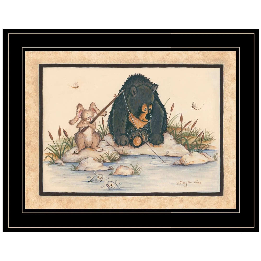 Gone Fishing 2 Black Framed Print Wall Art - Homeroots - Flyclothing LLC