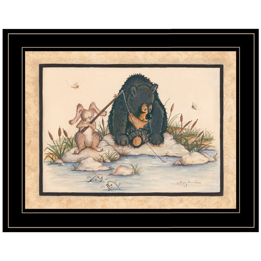 Gone Fishing 2 Black Framed Print Wall Art - Homeroots