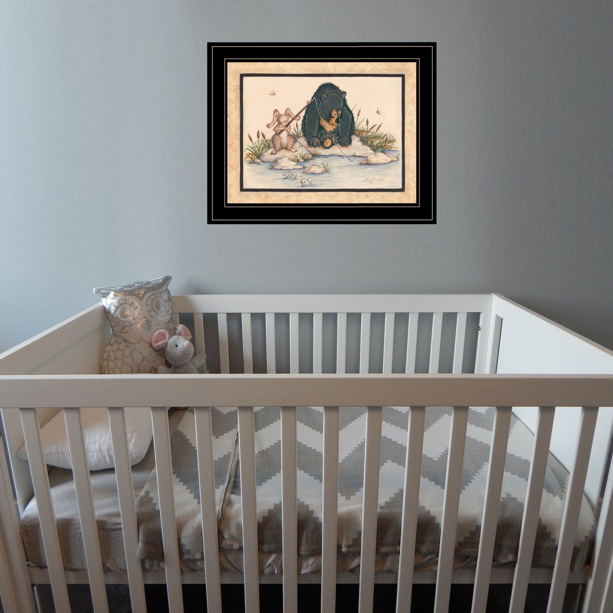 Gone Fishing 2 Black Framed Print Wall Art - Homeroots