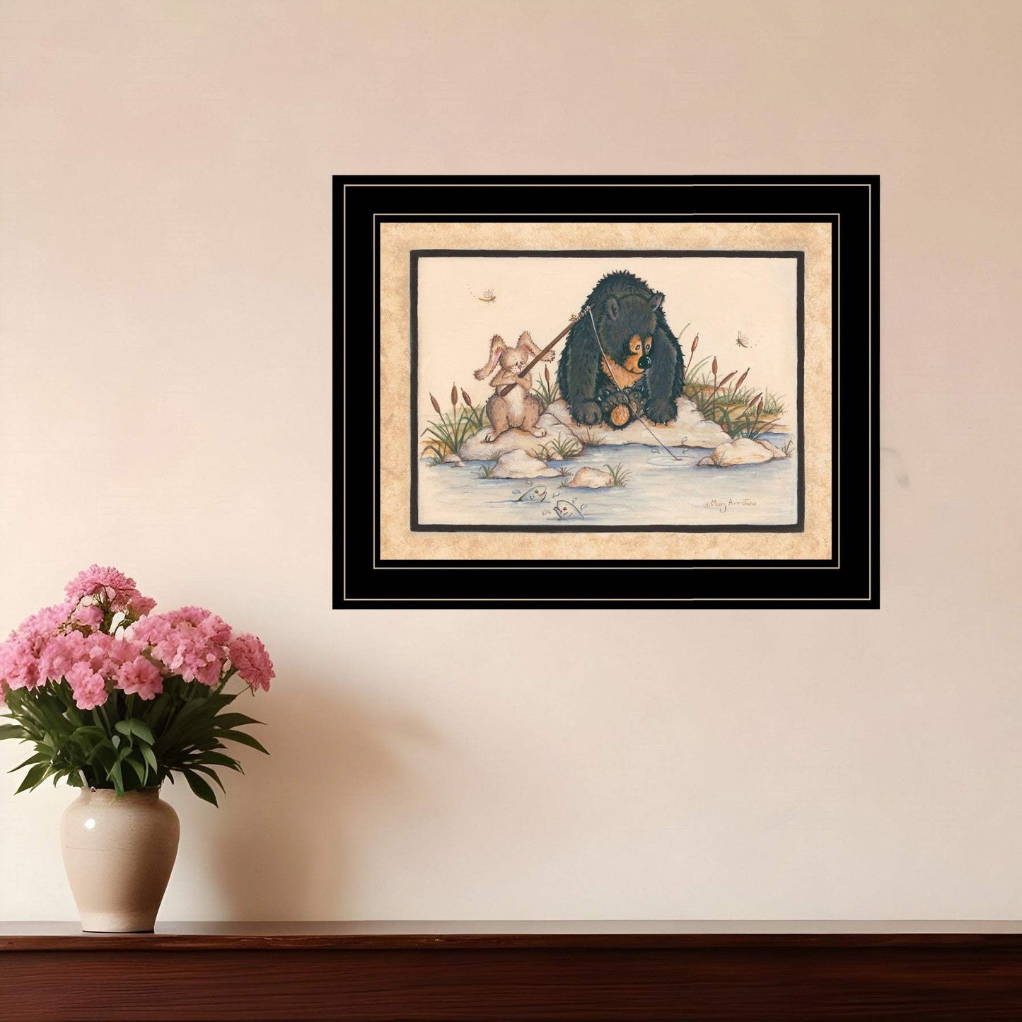 Gone Fishing 2 Black Framed Print Wall Art - Homeroots - Flyclothing LLC