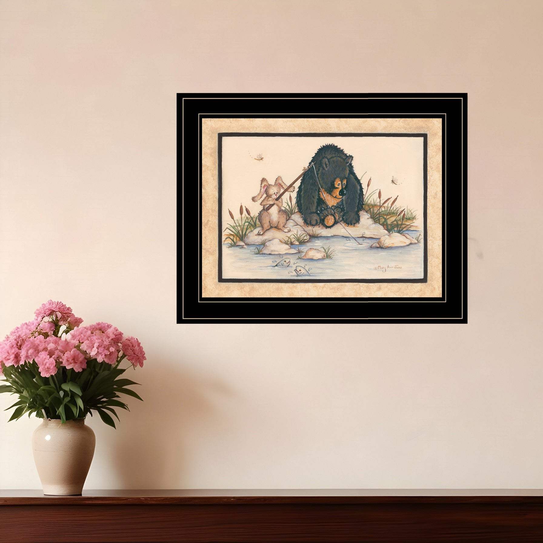 Gone Fishing 2 Black Framed Print Wall Art - Homeroots - Flyclothing LLC