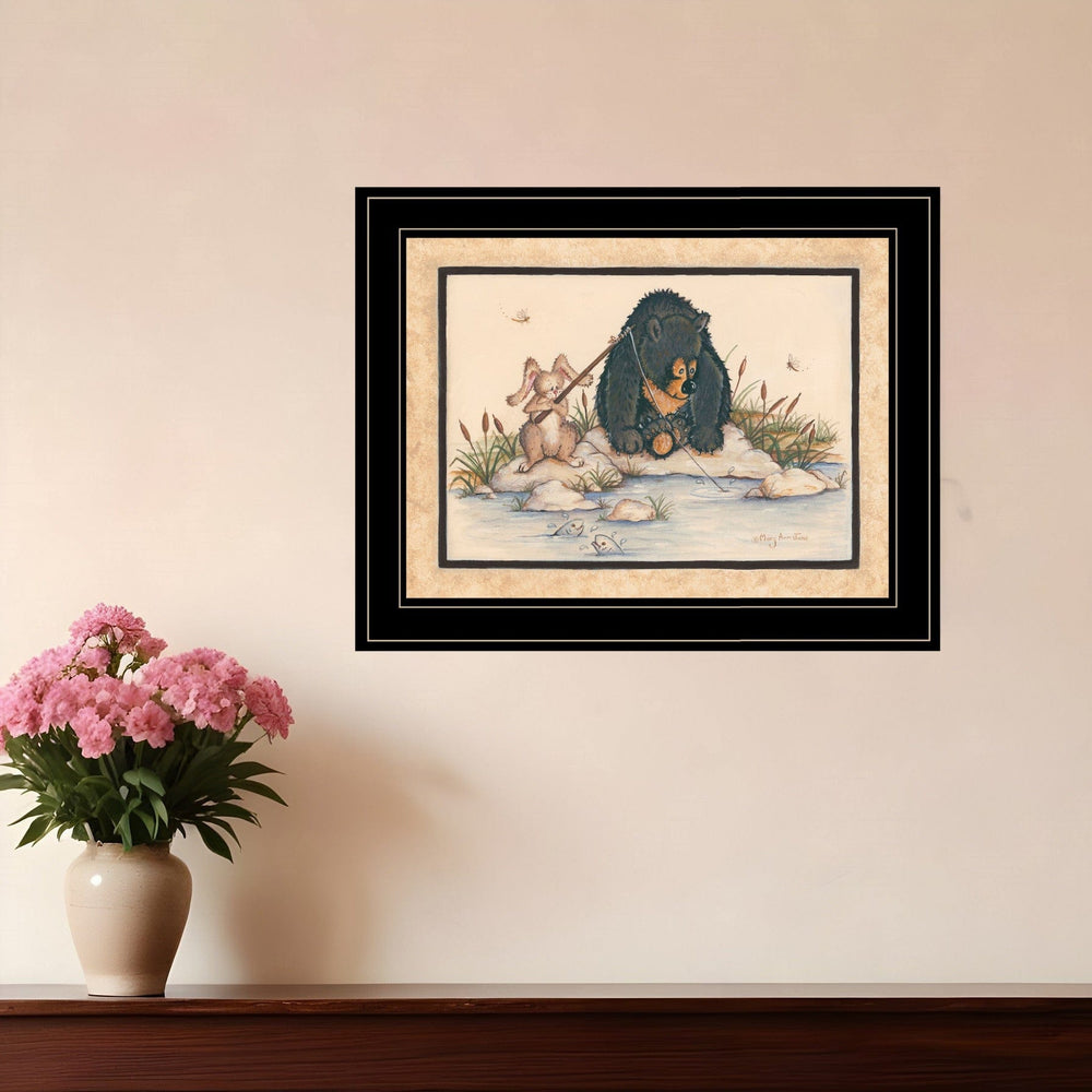 Gone Fishing 2 Black Framed Print Wall Art - Homeroots