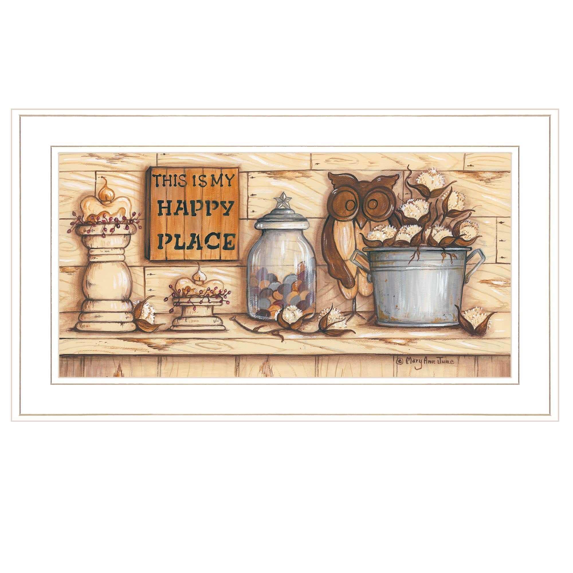 My Happy Place 1 White Framed Print Wall Art - Homeroots