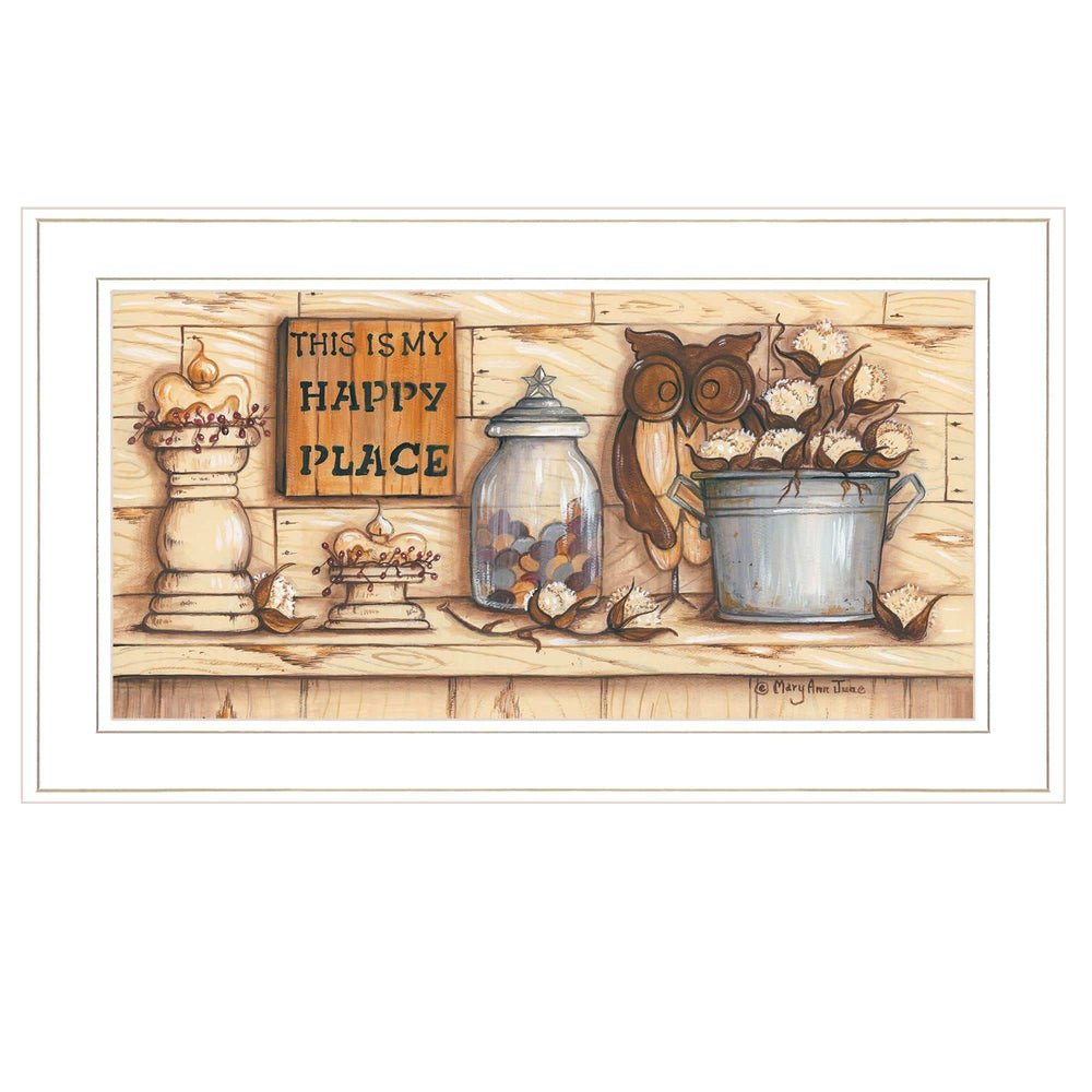 My Happy Place 1 White Framed Print Wall Art - Homeroots - Flyclothing LLC