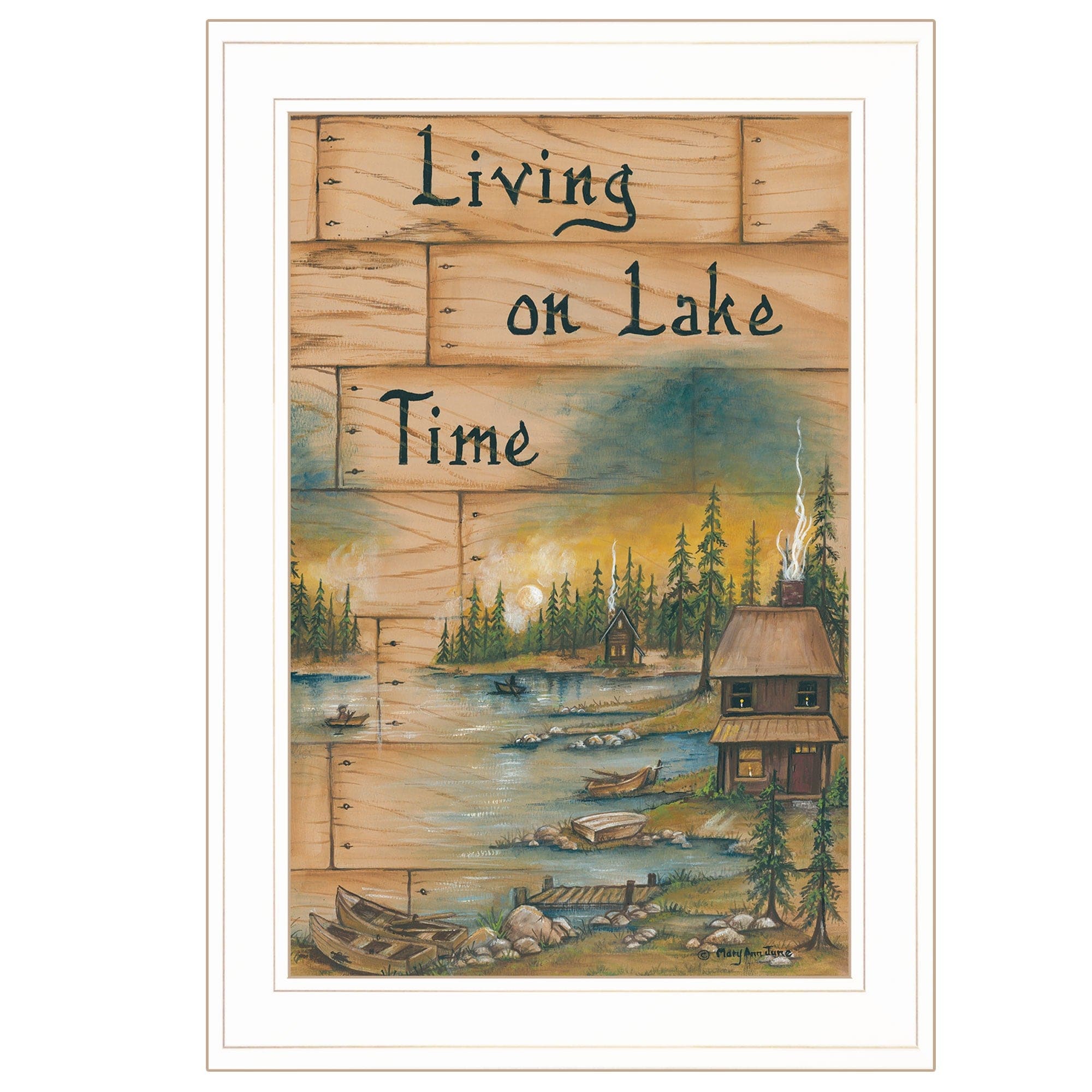 Living On The Lake 1 White Framed Print Wall Art - Homeroots