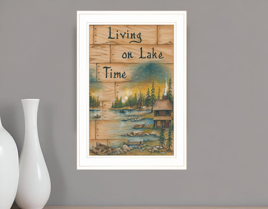 Living On The Lake 1 White Framed Print Wall Art - Homeroots