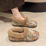 Floral Pattern Plush Lined Slip-Ons - Trendsi - Flyclothing LLC