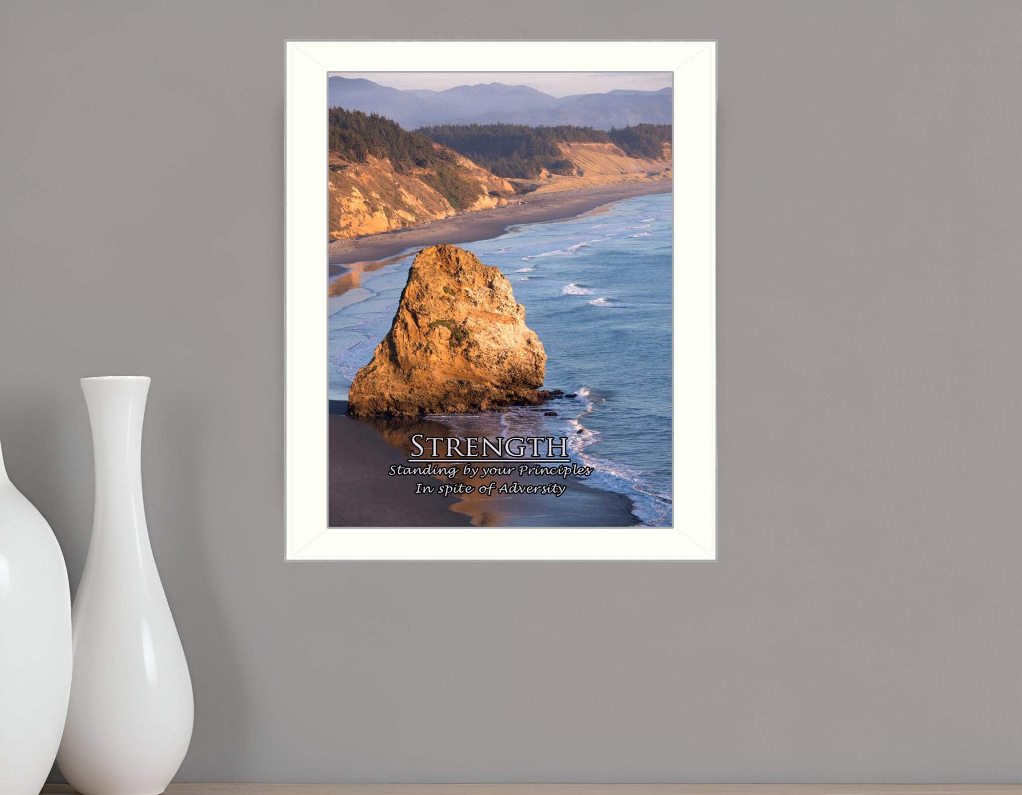 Strength 5 White Framed Print Wall Art - Homeroots - Flyclothing LLC