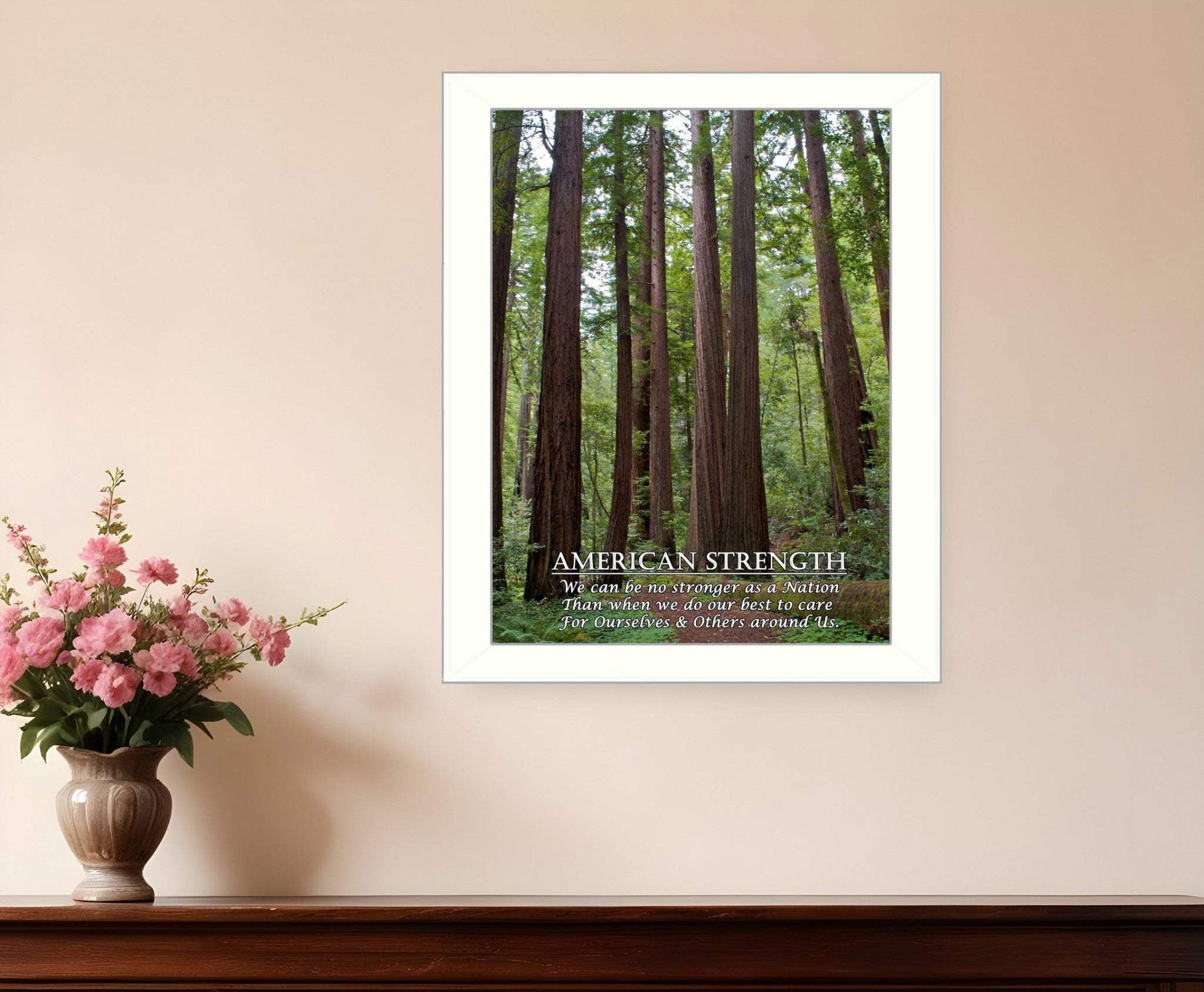 American Strength 4 White Framed Print Wall Art - Homeroots - Flyclothing LLC