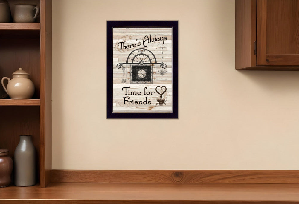 Time for Friends 3 Black Framed Print Kitchen Wall Art - Homeroots