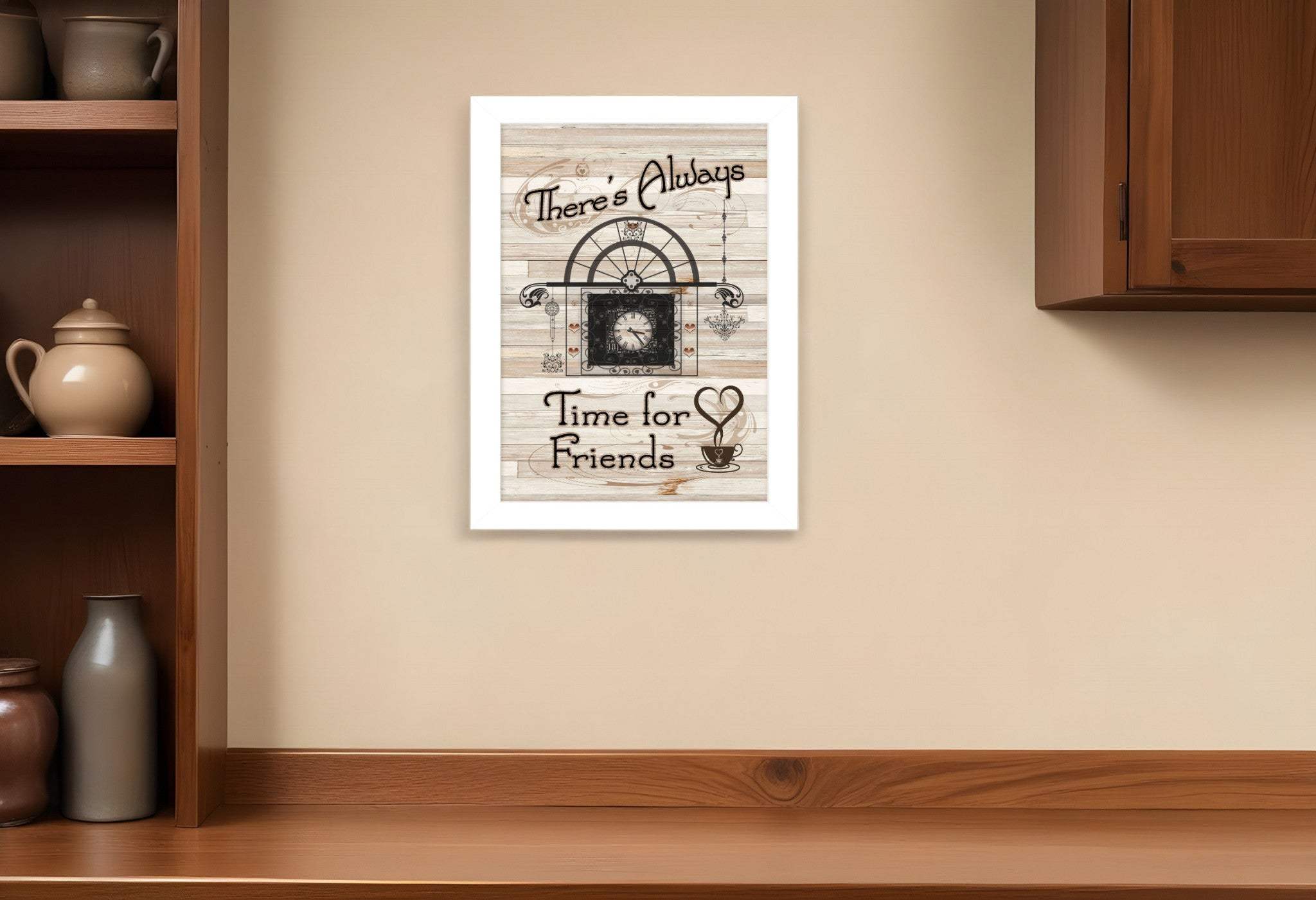 Time for Friends 4 White Framed Print Kitchen Wall Art - Homeroots - Flyclothing LLC