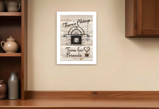 Time for Friends 4 White Framed Print Kitchen Wall Art - Homeroots - Flyclothing LLC