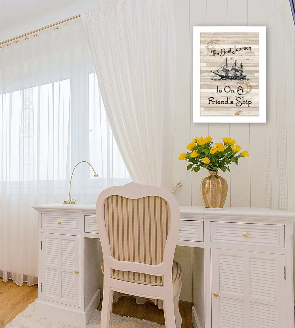 Friendship Journey 3 White Framed Print Wall Art - Homeroots - Flyclothing LLC