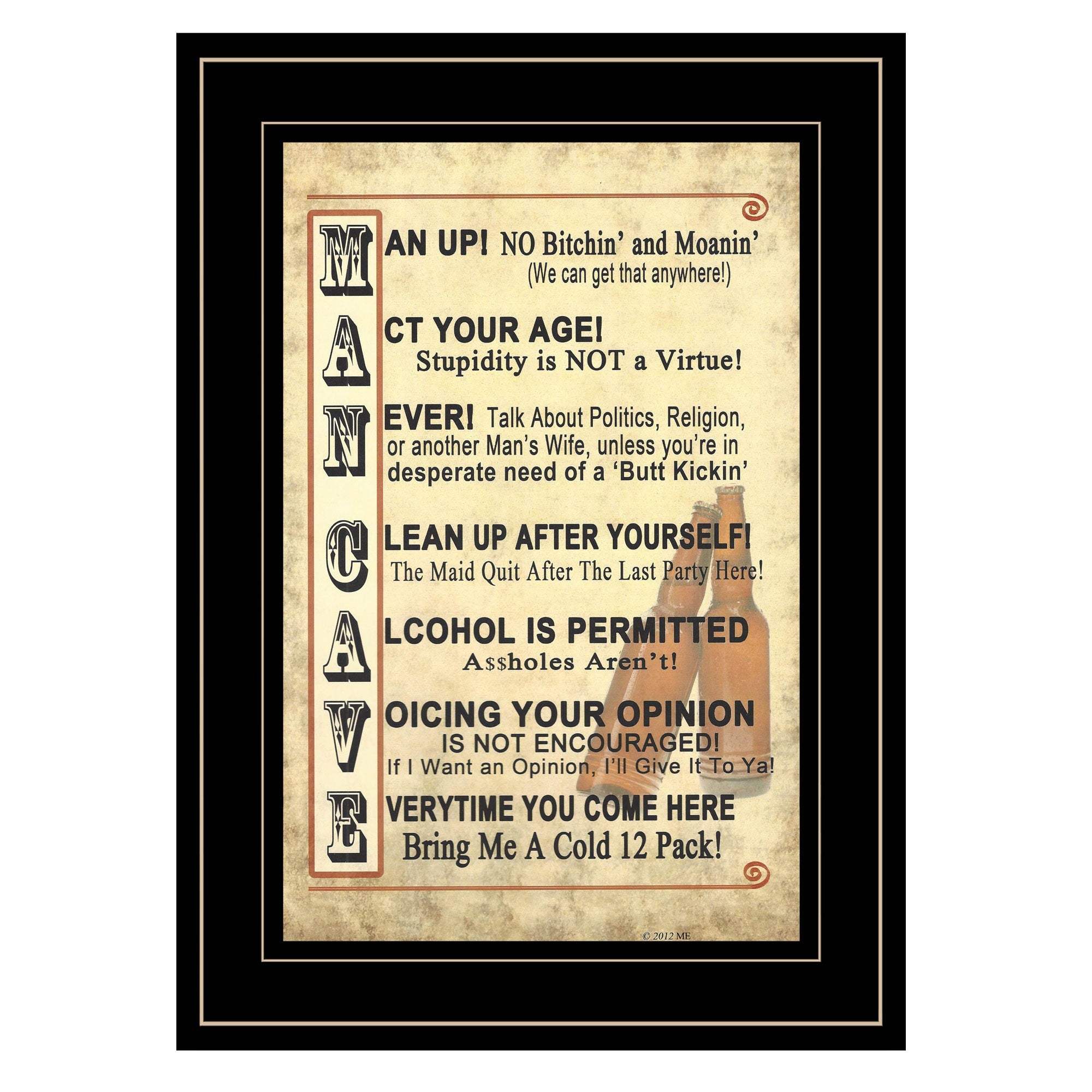 Man Up 1 Black Framed Print Wall Art - Homeroots - Flyclothing LLC