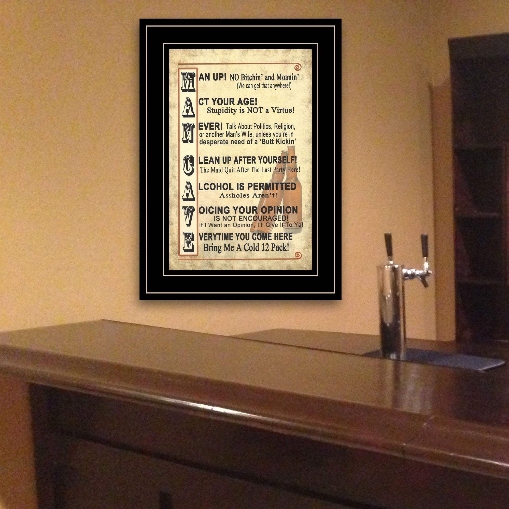 Man Up 1 Black Framed Print Wall Art - Homeroots - Flyclothing LLC