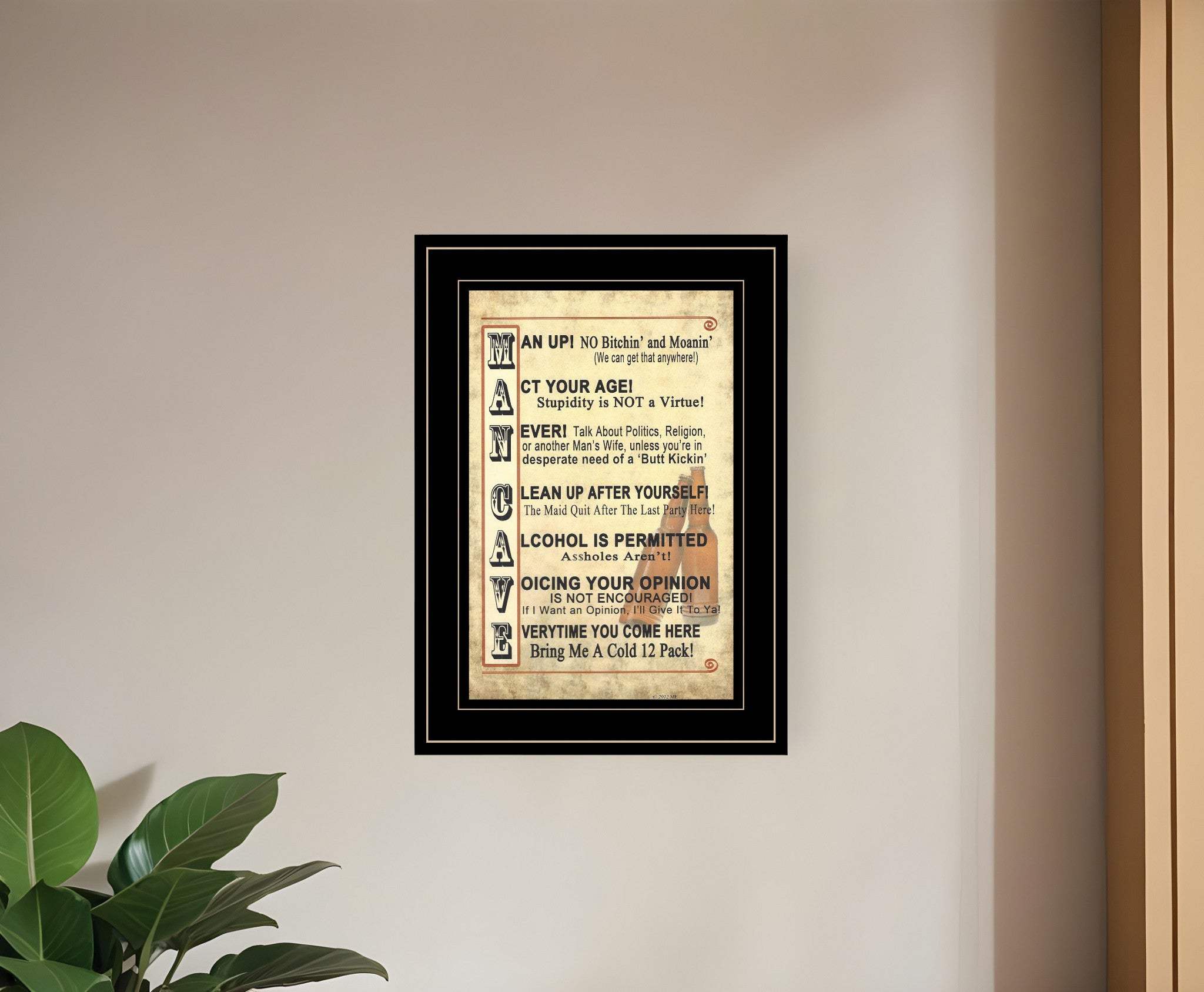 Man Up 1 Black Framed Print Wall Art - Homeroots - Flyclothing LLC