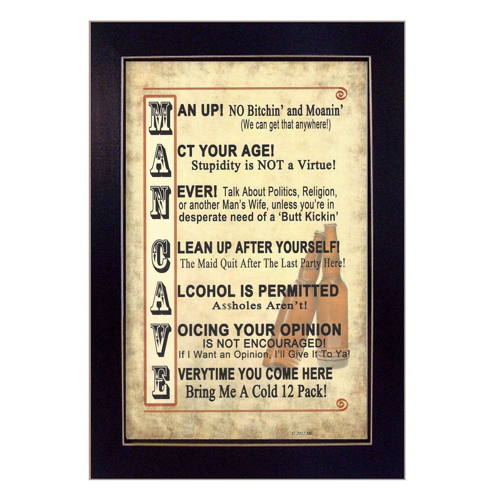 Man Up 2 Black Framed Print Wall Art - Homeroots - Flyclothing LLC