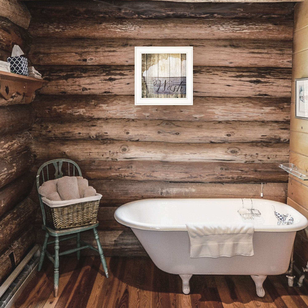 Wash 1 White Framed Print Bathroom Wall Art - Homeroots - Flyclothing LLC