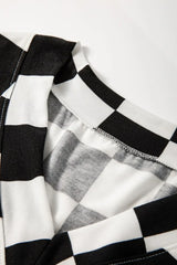 Checkerboard V Neck Loose Tee and Shorts Set - Trendsi - Flyclothing LLC