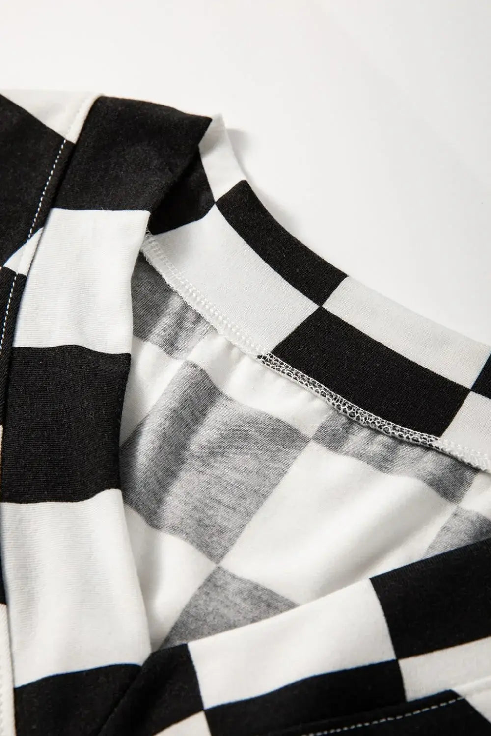 Checkerboard V Neck Loose Tee and Shorts Set - Trendsi - Flyclothing LLC