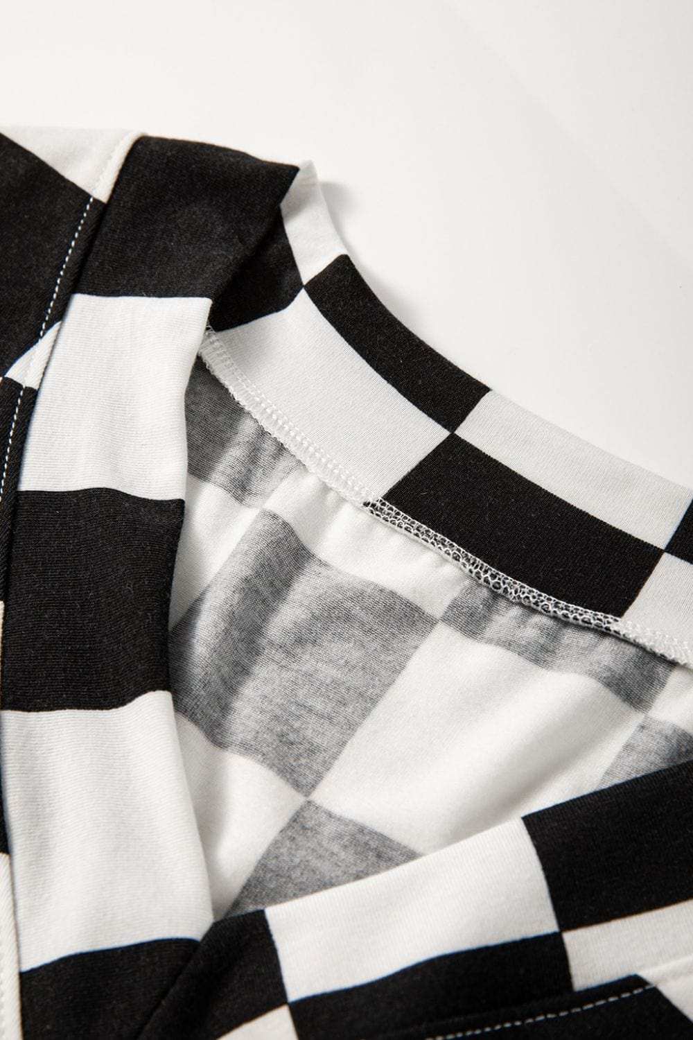 Checkerboard V Neck Loose Tee and Shorts Set - Trendsi - Flyclothing LLC