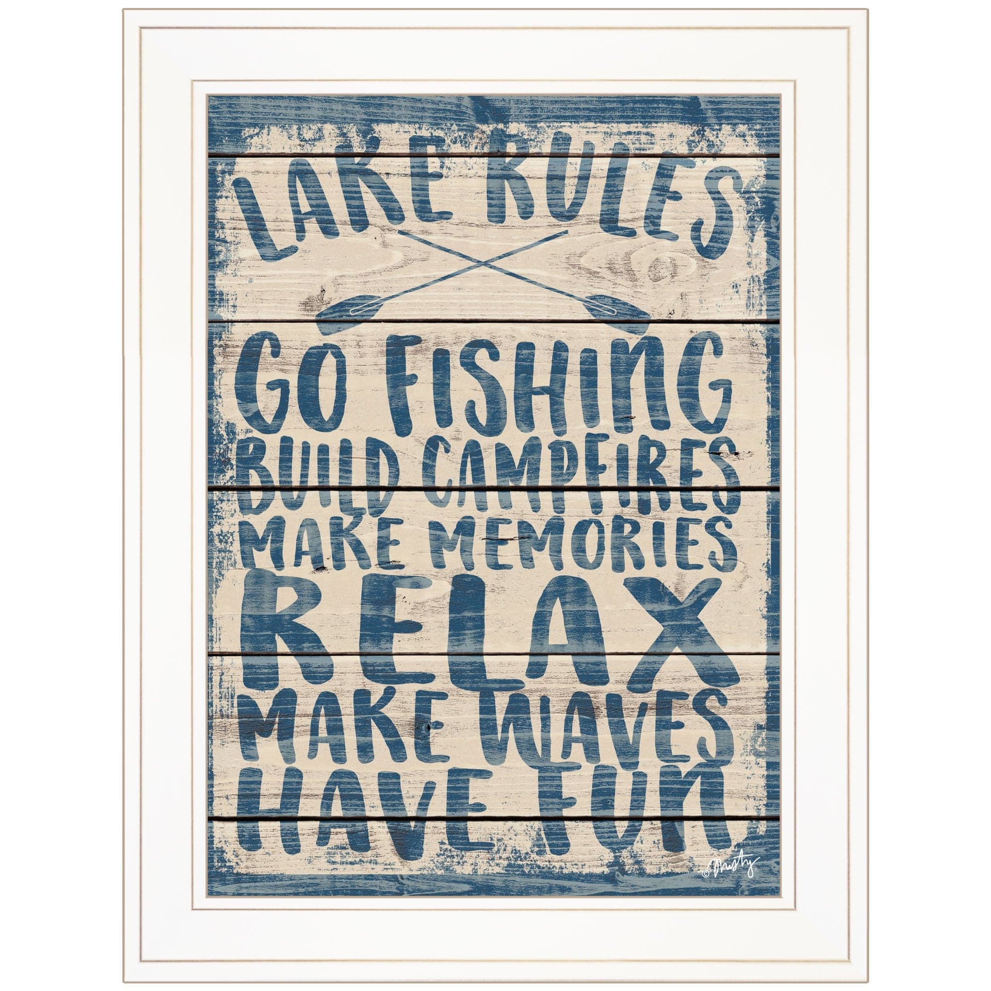 Lake Rules 1 White Framed Print Wall Art - Homeroots