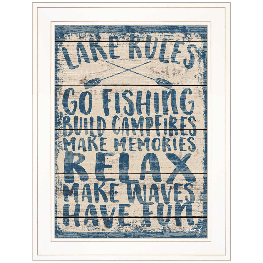 Lake Rules 1 White Framed Print Wall Art - Homeroots - Flyclothing LLC
