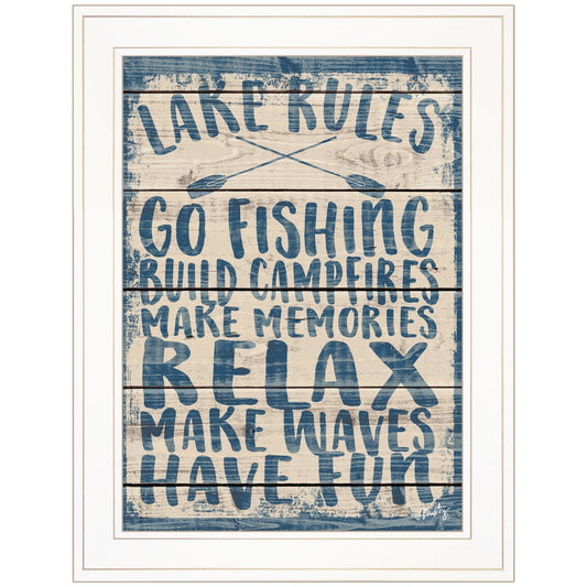 Lake Rules 1 White Framed Print Wall Art - Homeroots