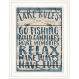 Lake Rules 1 White Framed Print Wall Art - Homeroots