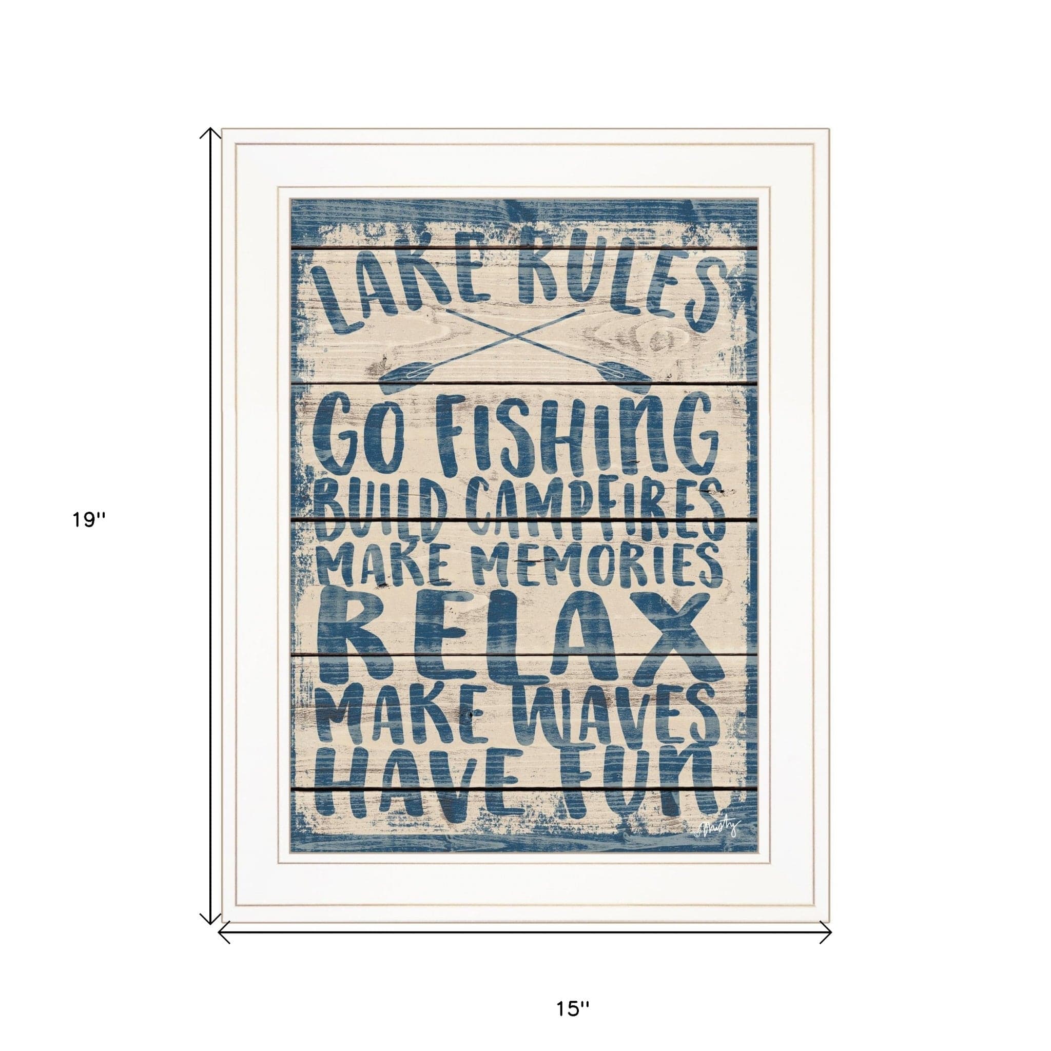 Lake Rules 1 White Framed Print Wall Art - Homeroots