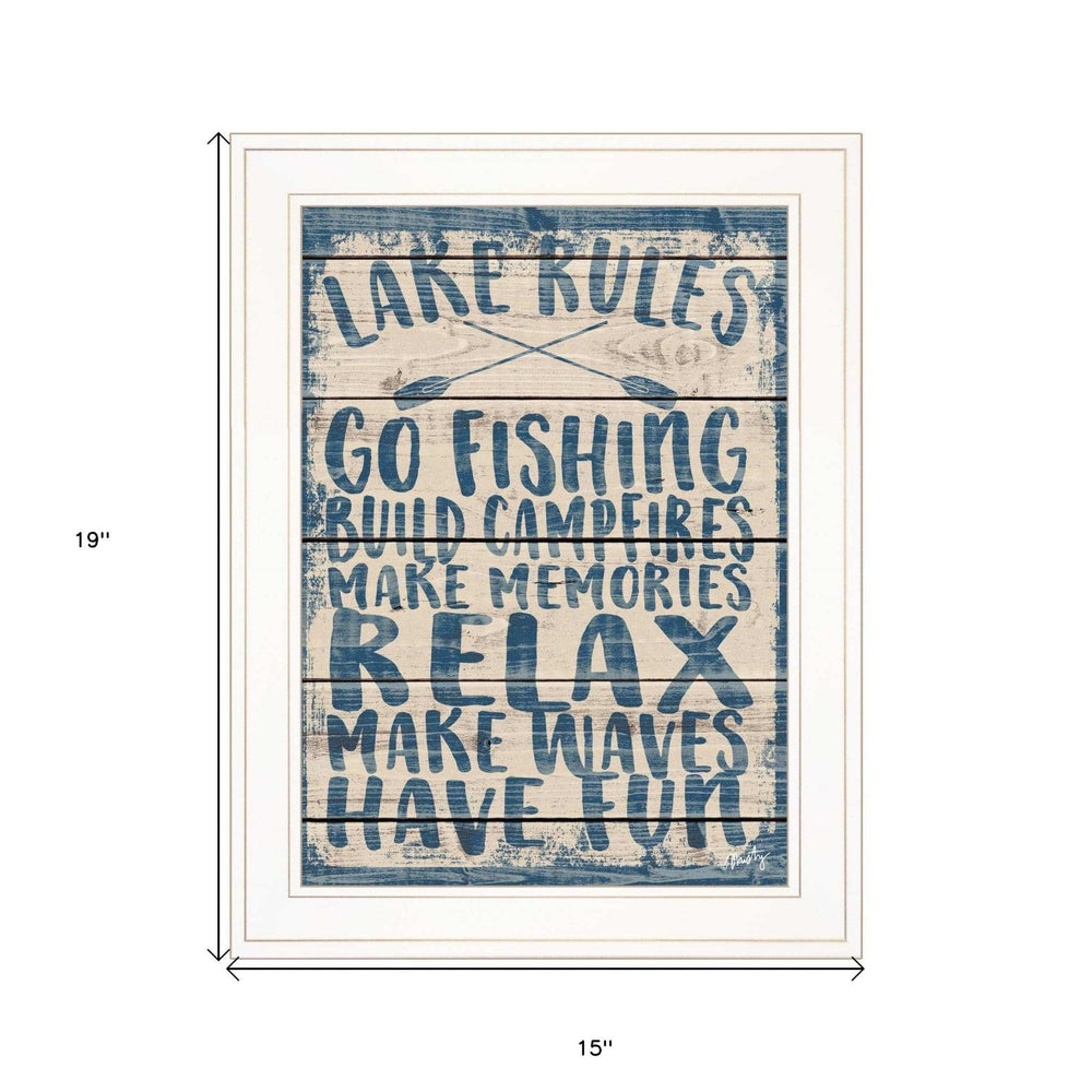 Lake Rules 1 White Framed Print Wall Art - Homeroots - Flyclothing LLC