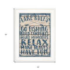 Lake Rules 1 White Framed Print Wall Art - Homeroots