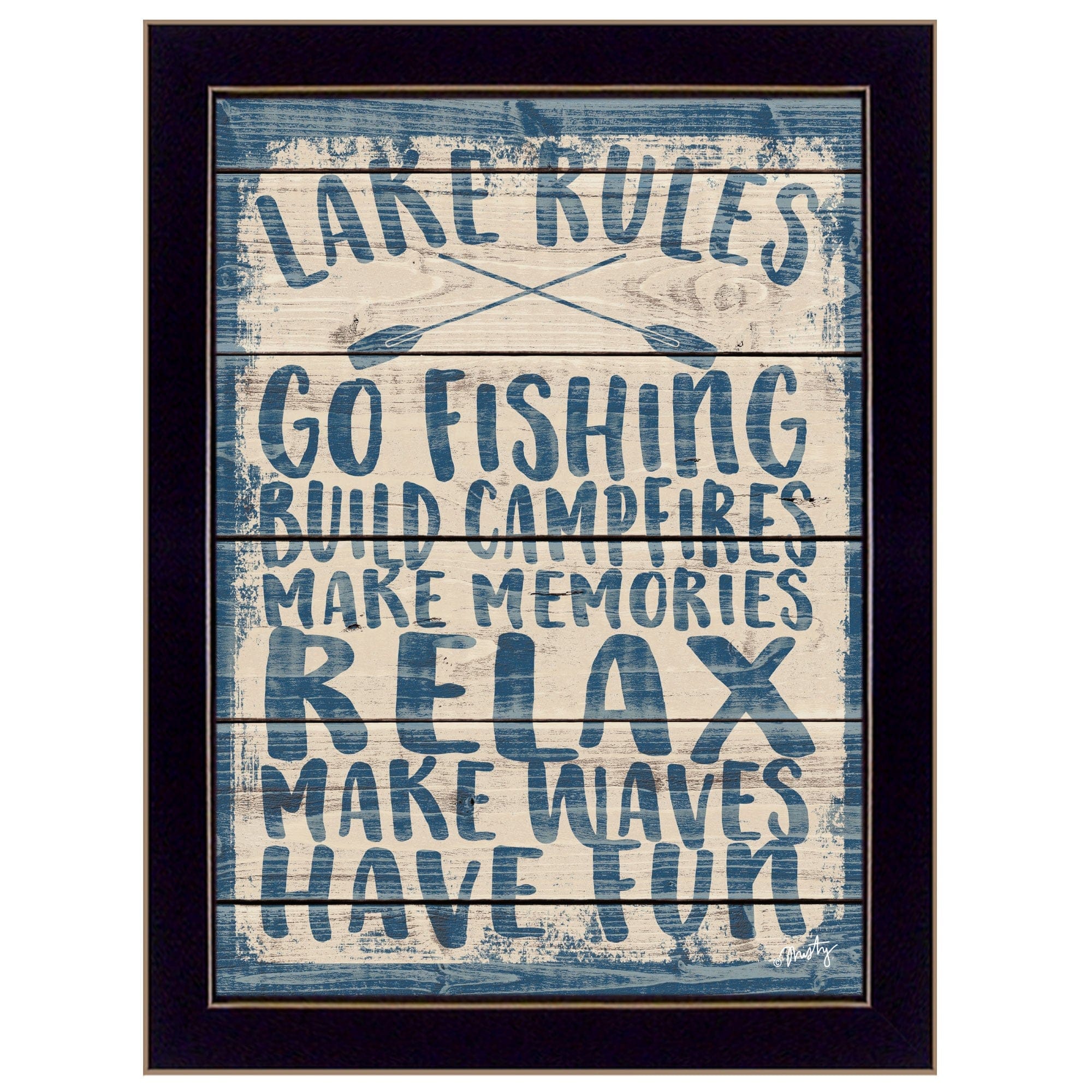 Lake Rules 2 Black Framed Print Wall Art - Homeroots