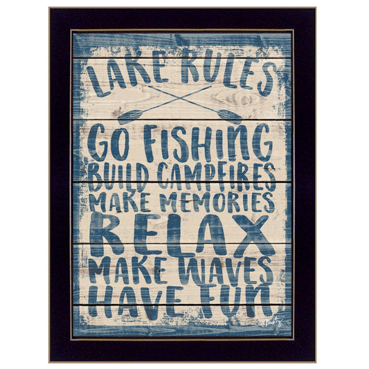 Lake Rules 2 Black Framed Print Wall Art - Homeroots
