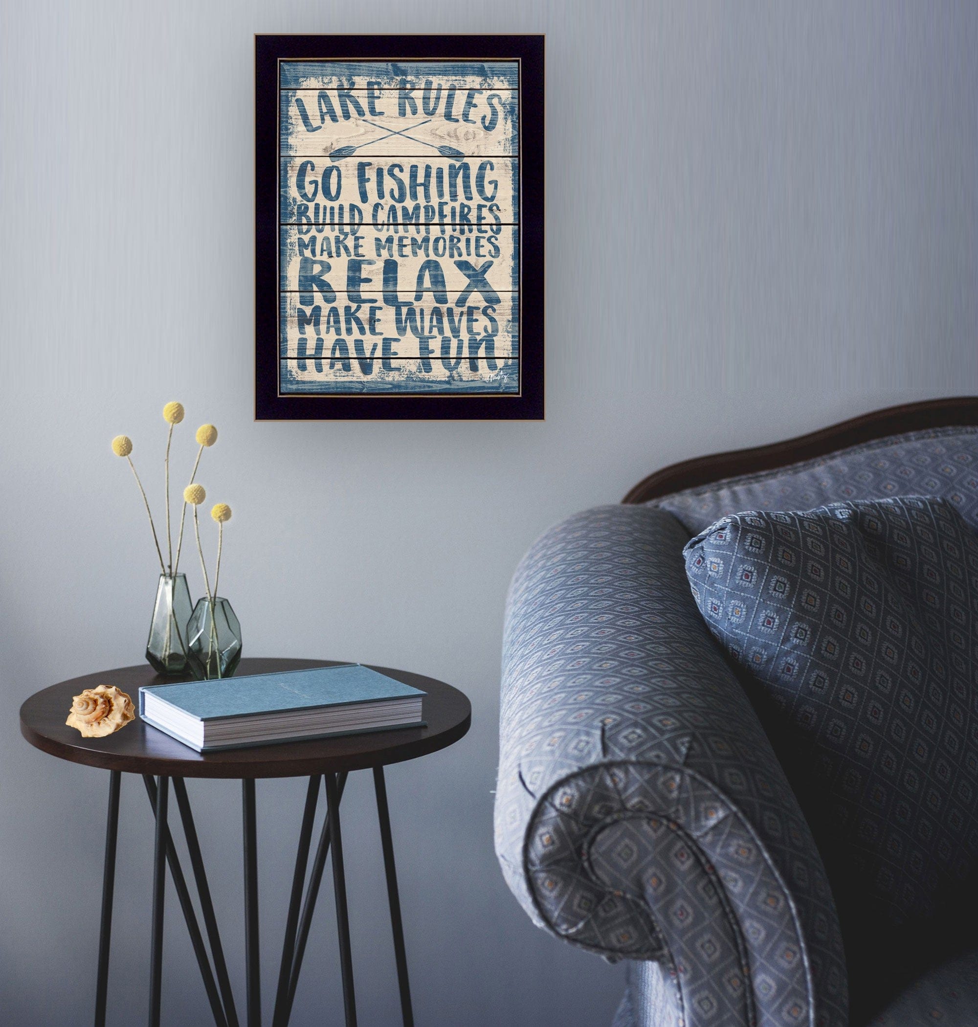 Lake Rules 2 Black Framed Print Wall Art - Homeroots