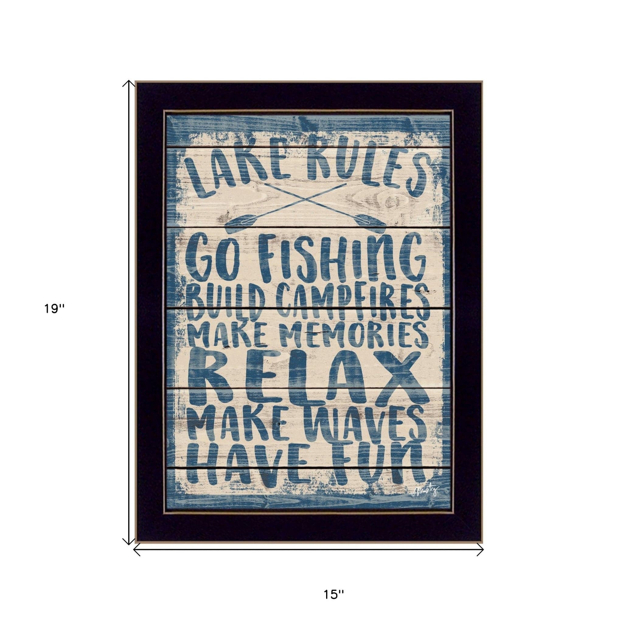 Lake Rules 2 Black Framed Print Wall Art - Homeroots