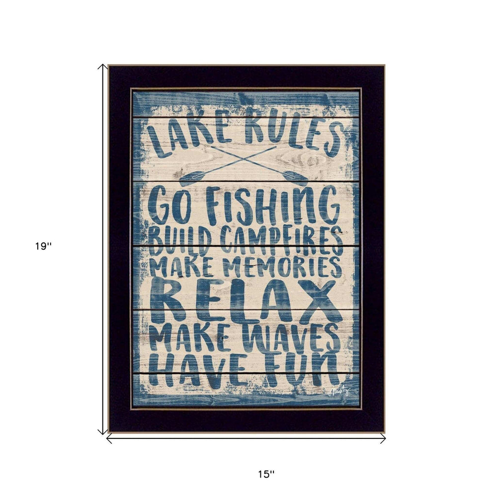 Lake Rules 2 Black Framed Print Wall Art - Homeroots - Flyclothing LLC