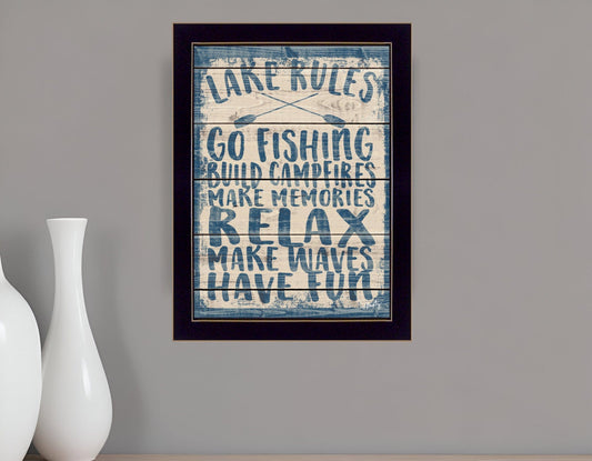 Lake Rules 2 Black Framed Print Wall Art - Homeroots