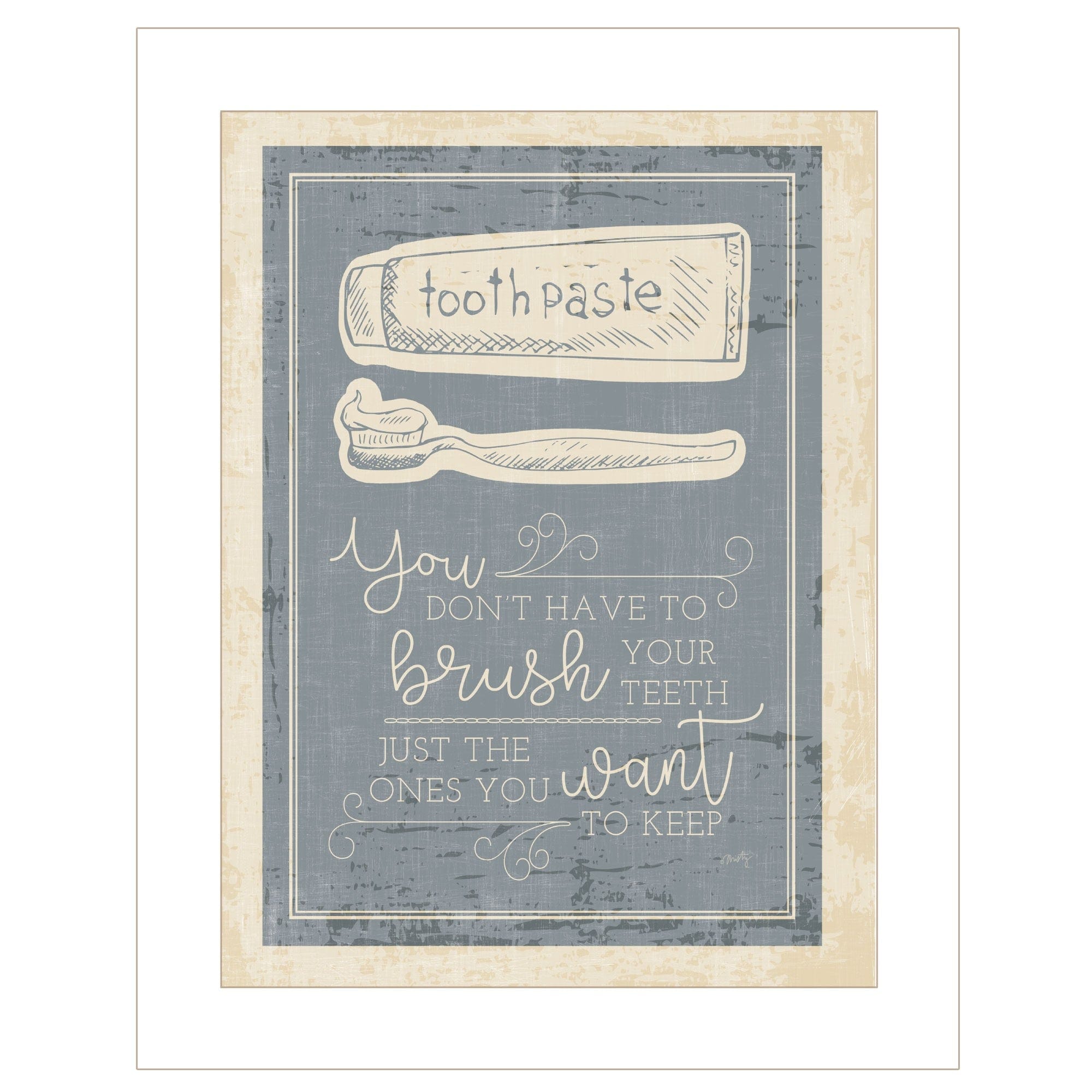 Brush Teeth 1 White Framed Print Wall Art - Homeroots