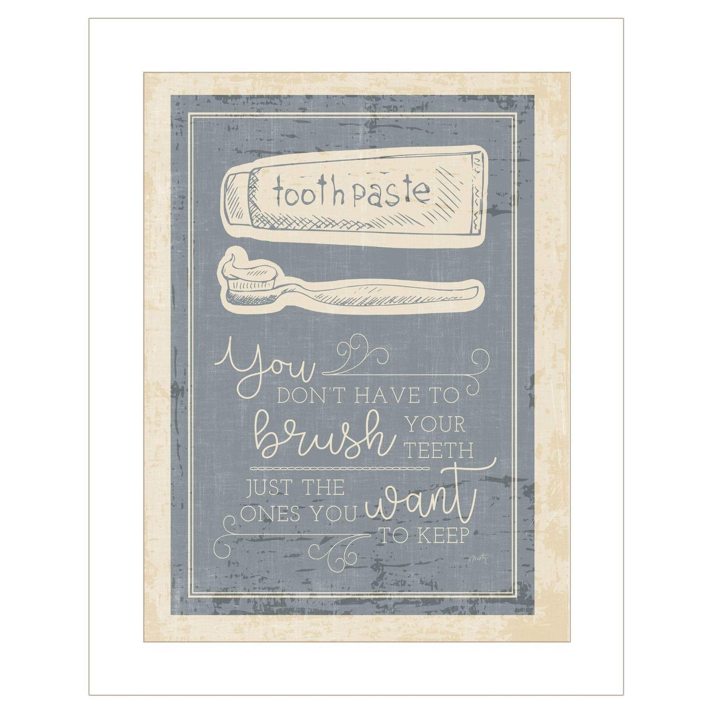 Brush Teeth 1 White Framed Print Wall Art - Homeroots - Flyclothing LLC